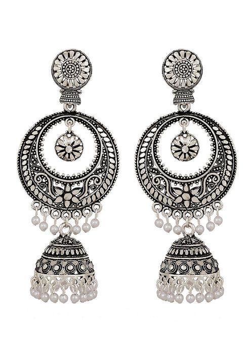 Oxidised Jhumka with Artificial Pearls Style Earrings 20g